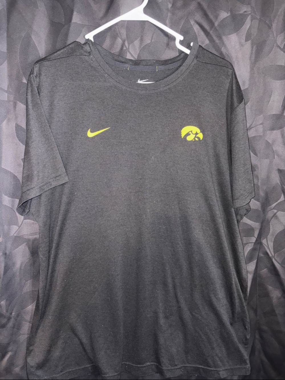 Nike Black Short Sleeve Tee with Yellow Iowa Hawkeyes Logo